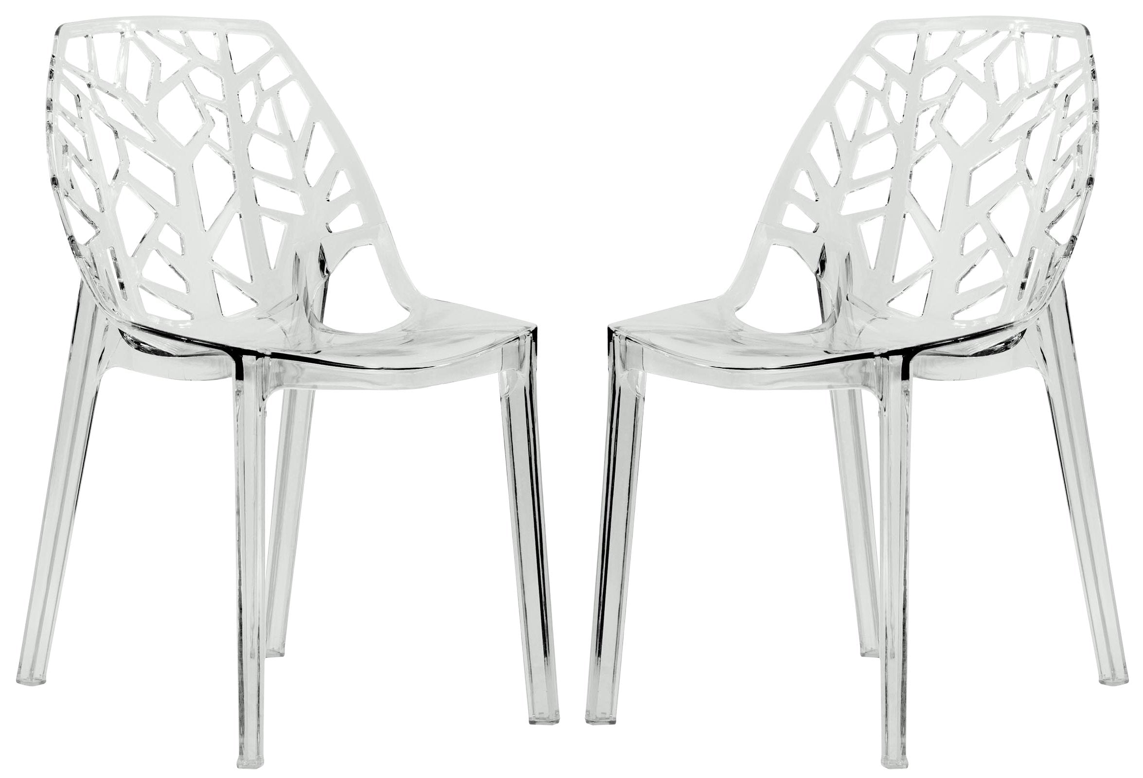 Cornelia Modern Spring Cut-Out Tree Design Stackable Dining Chair (set of 2)