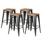 New Pacific Direct Metropolis Backless Counter, Set of 4 Bar & Counter Stools, Gunmetal Grey