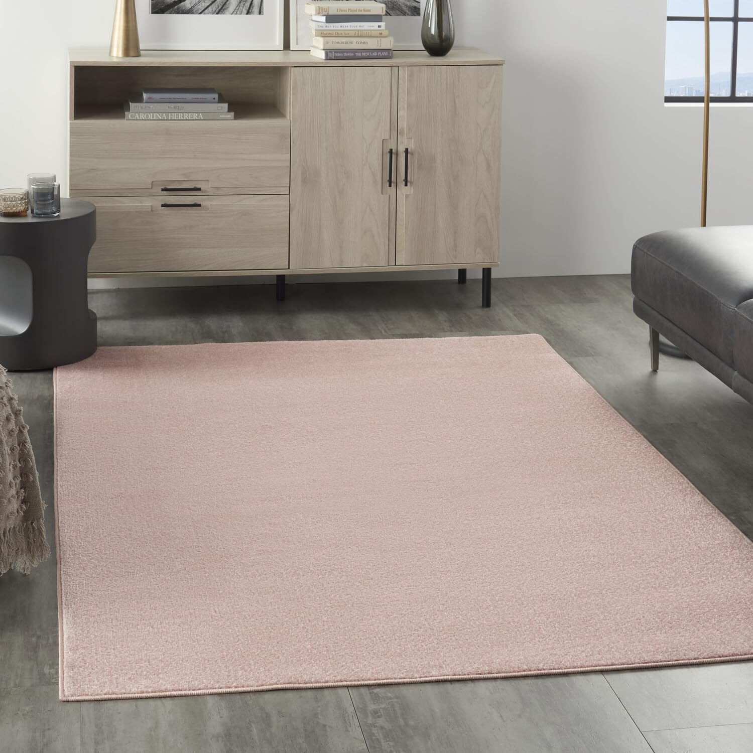 Nourison Essentials Indoor/Outdoor Pink 4' X 6' Area Rug, Easy -Cleaning, Non Shedding, Bed Room, Living Room, Dining Room, Backyard, Deck, Patio (4X6)