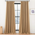 NICETOWN Thick Faux Linen Room Darkening Curtains 90 inches Long, Pinch Pleated Faux Linen Curtains Thermal Insulated Window Tre
