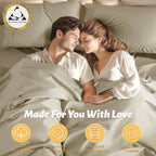 Shilucheng 100% Egyptian Cotton Queen Size Sheets Set - 1000 Thread Count,Luxury Cotton Bed Sheets,Breathable & Cooling Bedding And Pillow Cases, 16 Inch Deep Pocket - 4 Piece (Linen, Queen)