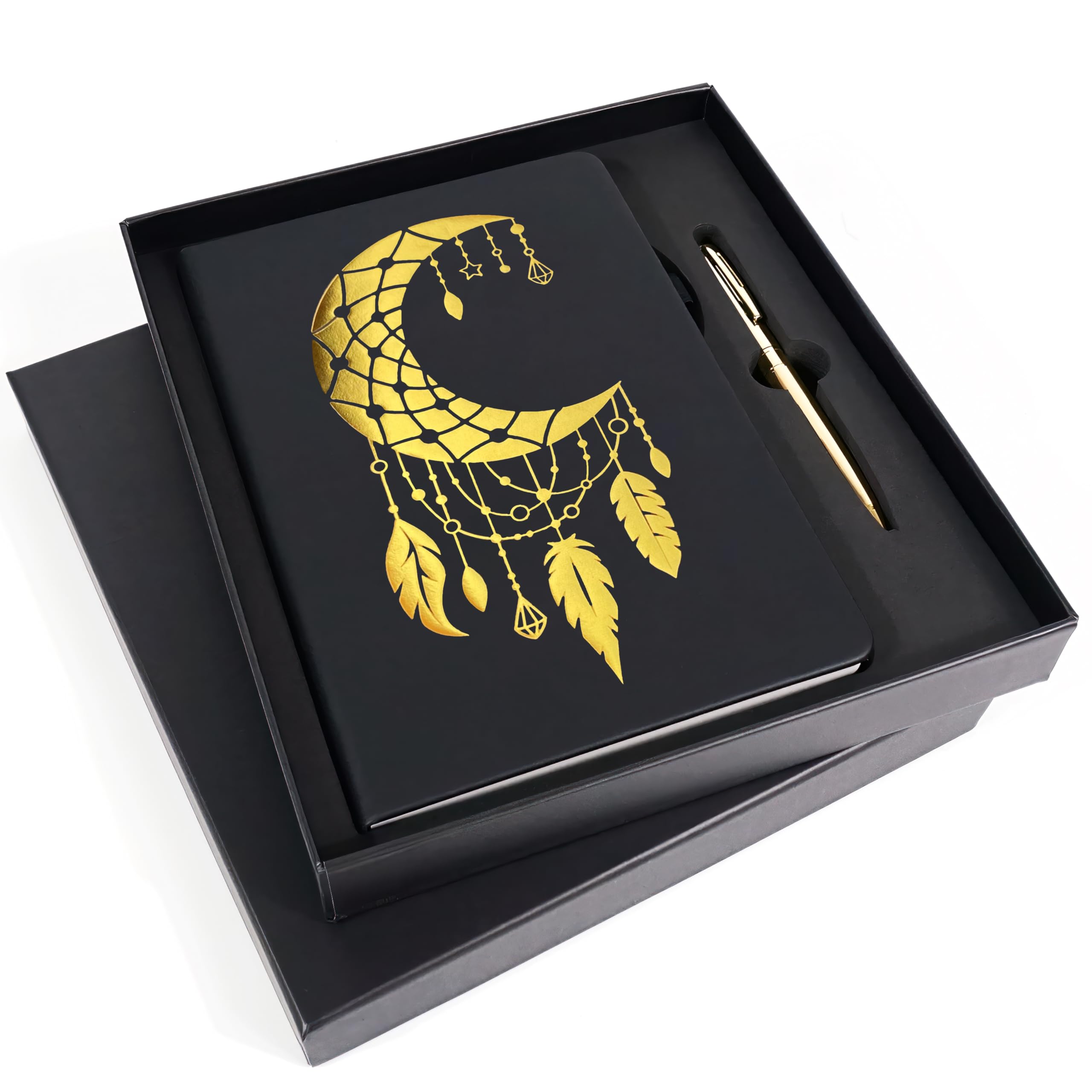 Veway Moon Dream Catcher Journal And Pen Gift Set - Vegan Leather Journal With Pen - Professional Diary For Women Or Men - A5 Ha