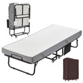 MELLCOM Folding Bed with Mattress,Portable Rollaway Guest Bed for Adults with 5 Inch Foam Mattress,Single Cot Size Foldable Bed 
