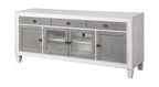 Acme Katia Wooden Rectangular TV Stand with 4-Doors in Rustic Gray and White