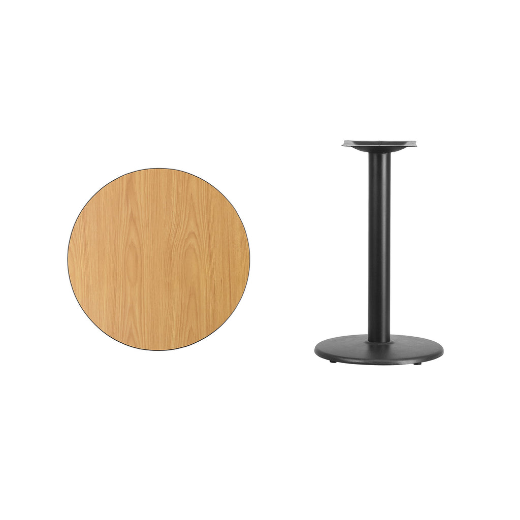Flash Furniture 24'' Round Natural Laminate Table Top with 18'' Round Table Height Base