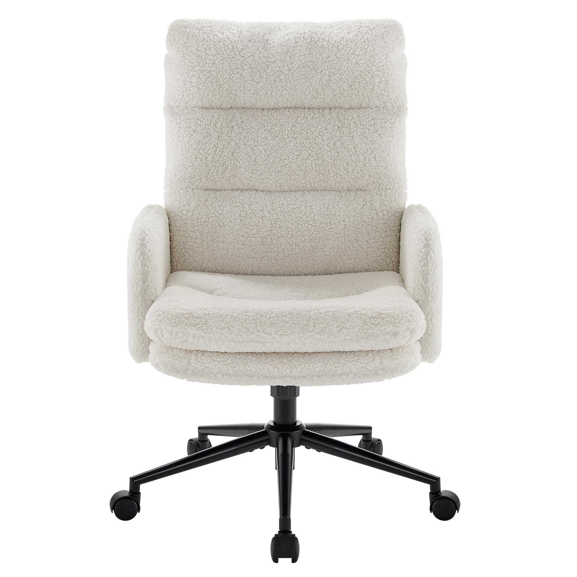 IWMH High-Back Home Office Chair,Upholstered Desk Chair with Armrests,Height Adjustable Armchair with Wheels, Swivel Office Desk