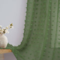 Olive Green Sheer Curtains For Bedroom Living Dining Room Window Treatments 95 Inch Length Farmhouse Boho Spring Decor Pom Pom P