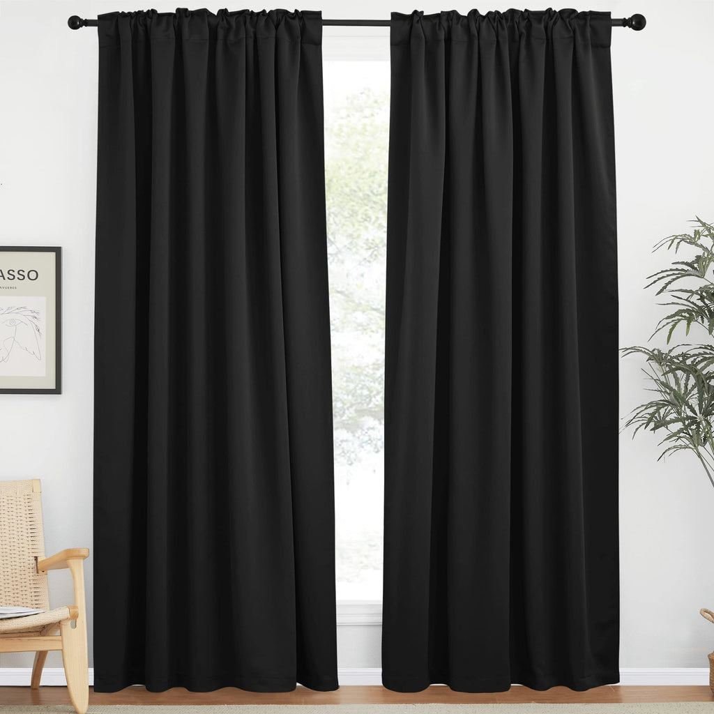 Nicetown Halloween Black Out Panels For Bedroom - (Black Color) W62 X L84, 1 Pair, Sliding Door Curtains, Insulating Thermal Bla