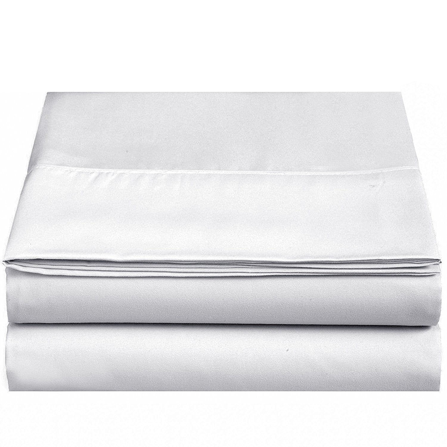 4U 'Life 2-Pack Flat Bed Sheets, Ultra Soft & Comfortable Double Burshed Micrifiber(White,King)