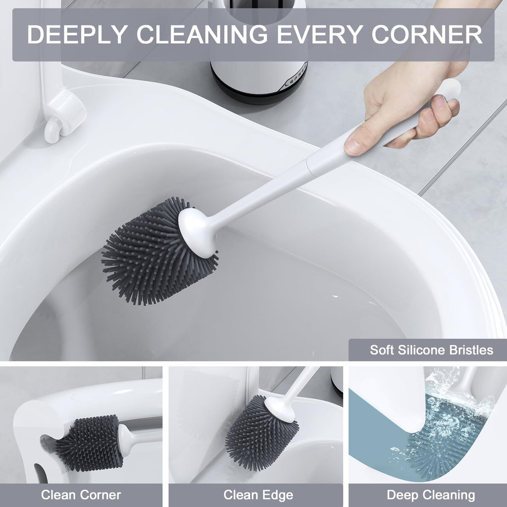 Lefree Toilet Brush, 2 Pack Toilet Brush,Silicone Toilet Bowl Brush And Holder Set With Ventilated Holder, Toilet Brush Set For