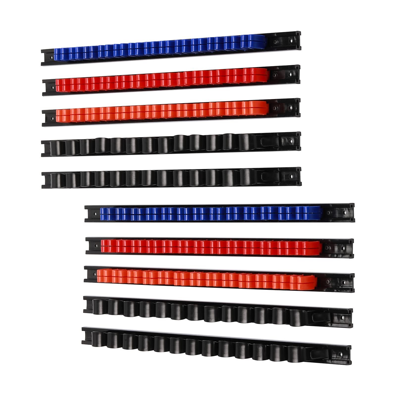 Casoman 10 Pcs Screwdriver Organizer And Wrench Organizer, Wall Mount, Hand Tool Holder, Plastic Rail Wrench Hanger With Clips