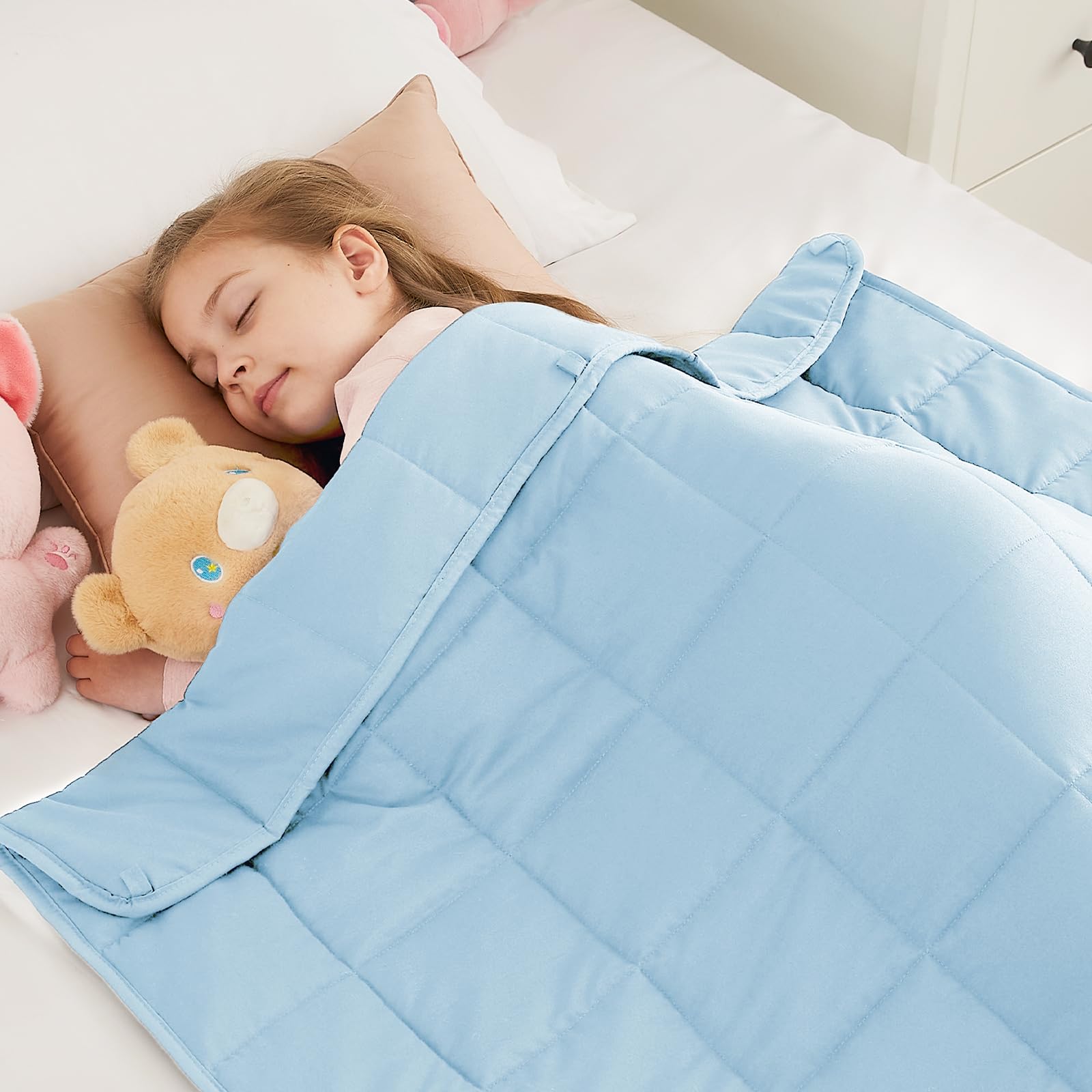 HOSUKKO Weighted Blanket - 10 lbs Lightblue Heavy Blanket - Breathable Blanket(41 * 60 inches, 10 lbs)