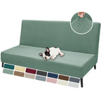 Znsayotx Armless Futon Covers Full Size (67'-82') Stretch Jacquard Sofa Bed Slipcovers, Striped Queen Futon Cover With Non-Slip Elastic Bottom, Soft Cozy Futon Mattress Cover Washable (Pea Green)