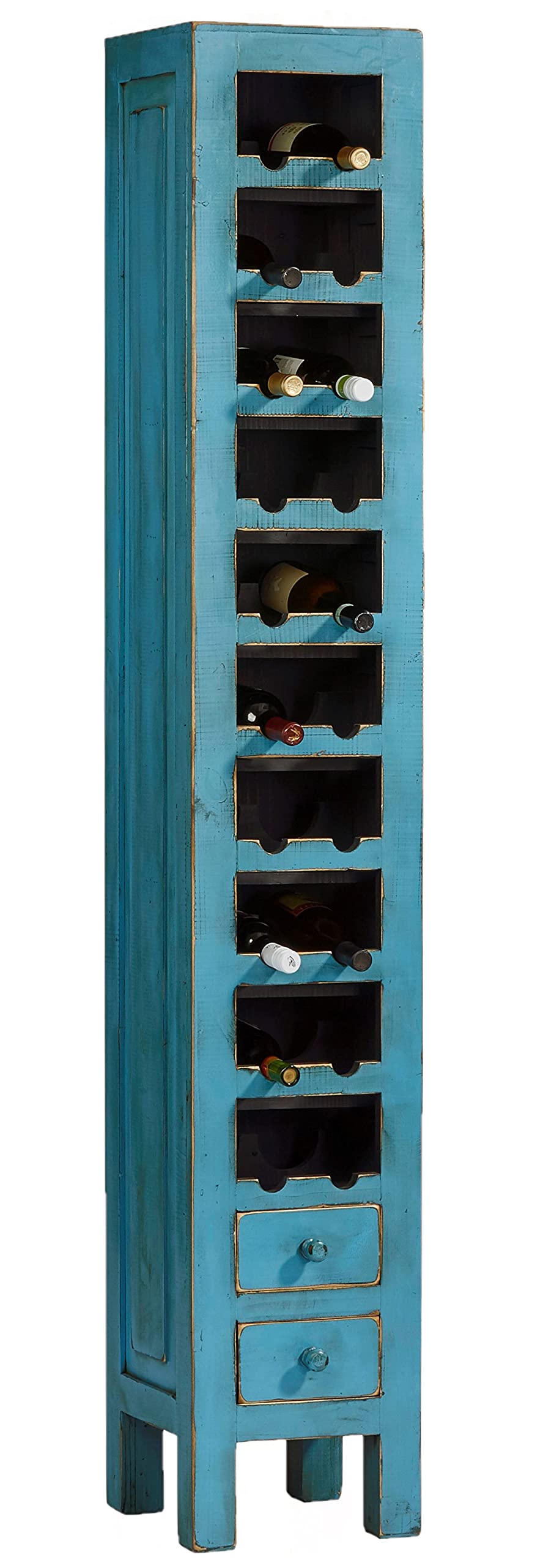 Progressive Furniture Escala Wine Cabinet-Antique Aqua