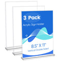 Zongxing Acrylic Sign Holder 8.5 X 11, 3 Pack Clear Double Side T Shape Acrylic Table Sign Stands For Displaying, Flyer Holder P