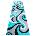 Flash Furniture Athos Collection Abstract Area Rug - Sculpted High-Low Pile Turquoise Olefin Rug - 3' X 10' Area Rug - Jute Backing - Entryway, Living Room, Bedroom