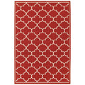HomeRoots Polypropylene 9’x13’ Red and Ivory Trellis Indoor Outdoor Area Rug