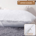 Mego Luxury Fluffy Body Pillow Cover, 20X54 Shaggy Faux Fur Body Pillow Case, White Soft Plush Fuzzy Body Pillowcase, Decorative