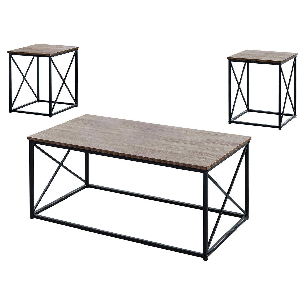 HomeRoots Decor Dark Taupe Black Metal Table Set - 3Pcs Set