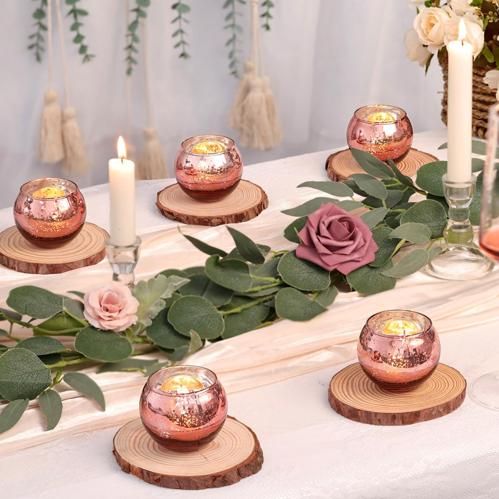 Lamorgift 36 Pcs Rose Gold Votive Candle Holders- Rose Gold Party Decorations For Wedding, Bridal Shower Decorations, Engagement