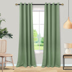 Mrs.Naturall Sage Green Curtains 52x92 Inches Long for Living Room 2 Panels Blackout Room Darkening Curtains