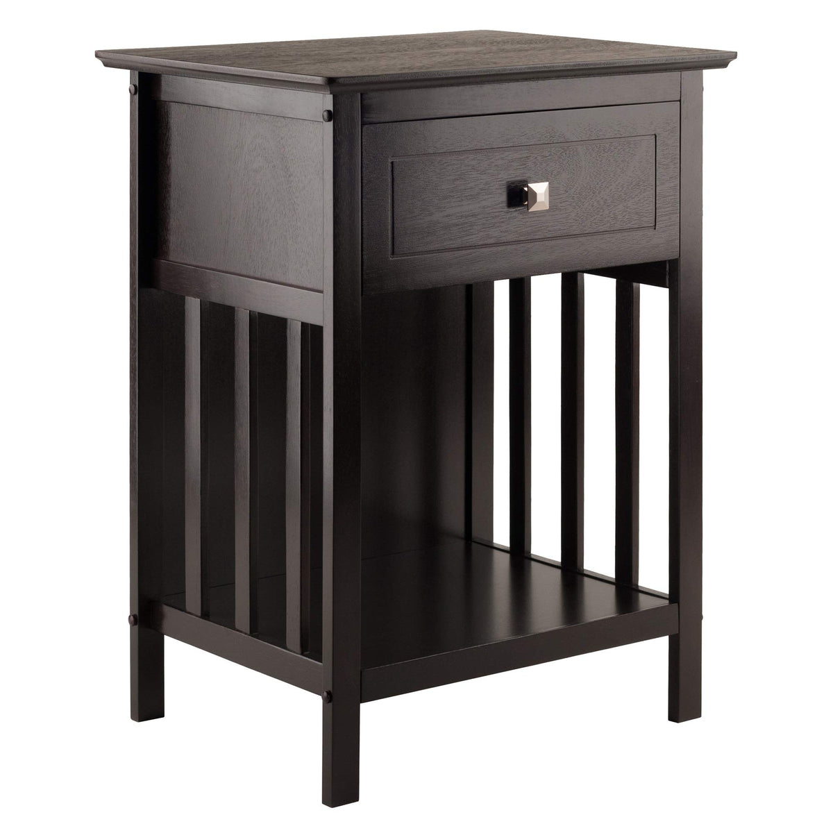 Ergode Claire Curved Nightstand - White | Versatile Bedroom Accent Table | Pull-Out Drawer & Bottom Shelf | (23117-VV)