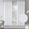 Country Style Room Darkening 100% Sun Blocking Linen Drapes For Bedroom - Energy Saving Thermal Insulated Window Treatment Curta