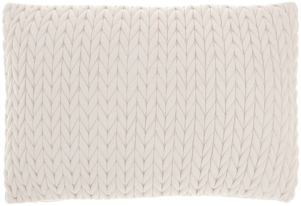 HomeRoots 100% Cotton Ivory Chunky Braid Lumbar Pillow