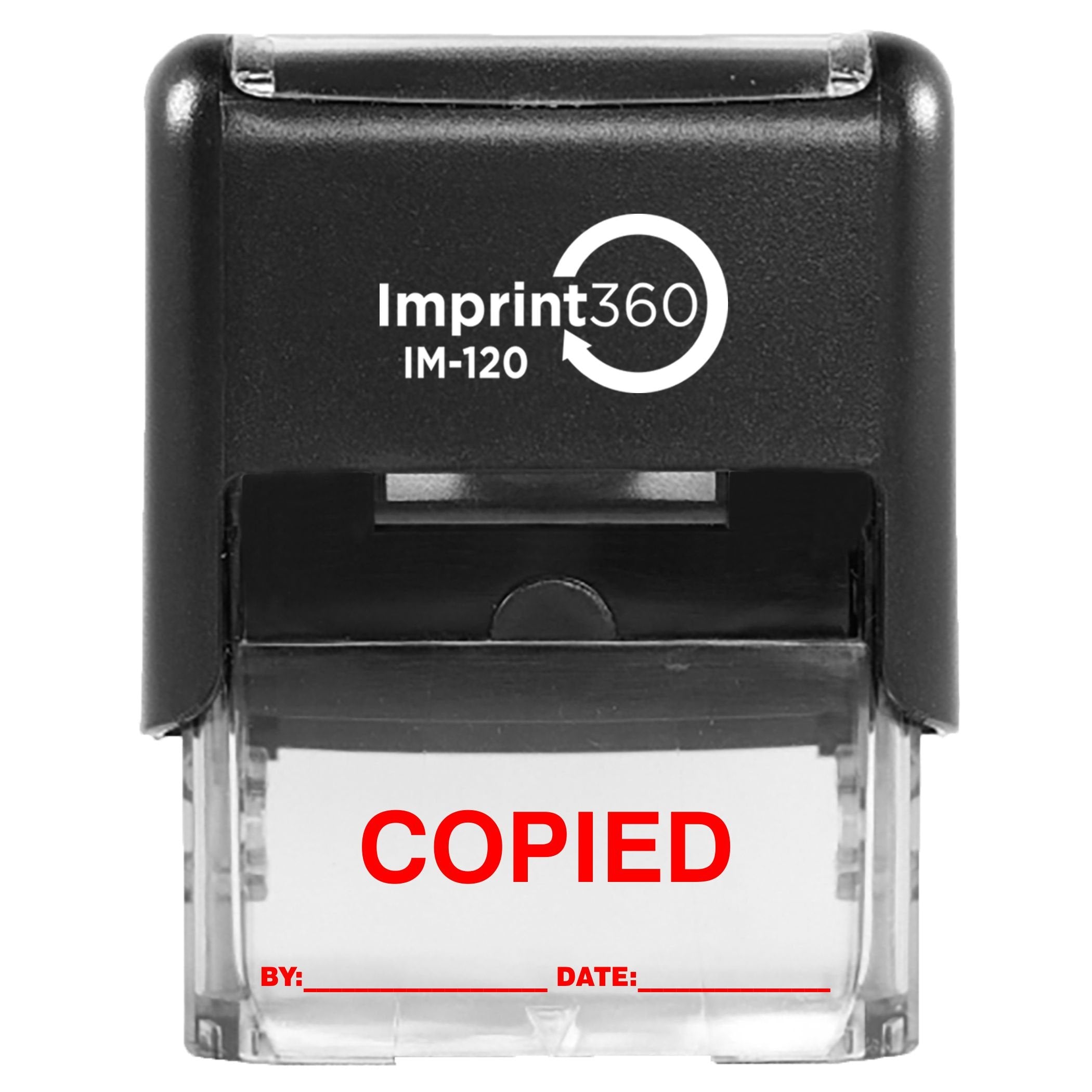 Supply360 As-Imp1103R - Copied Stamp With By: & Date:, Red Ink, Heavy Duty Commerical Self-Inking Rubber Stamp, 9/16' X 1-1/2'