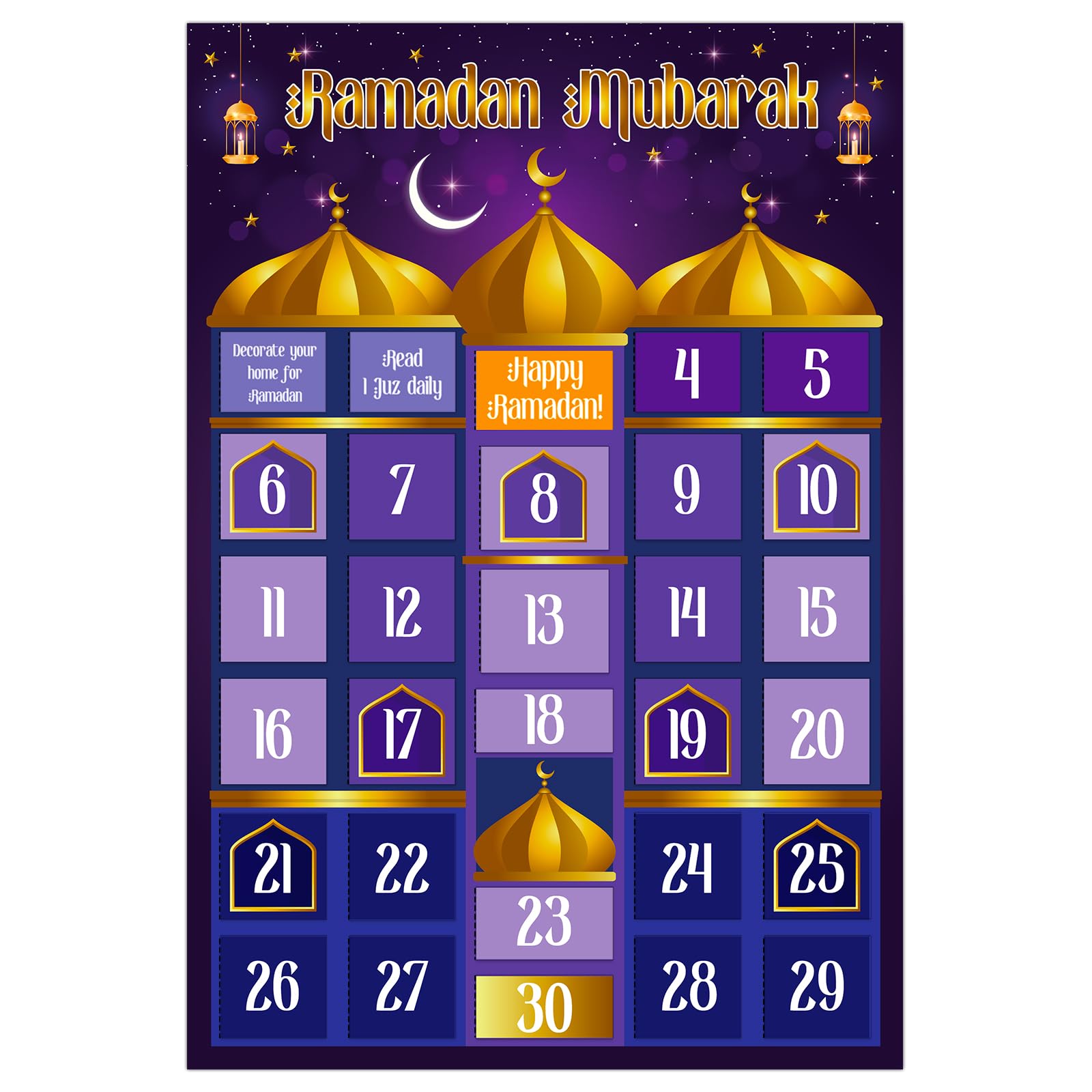 FLYAB Ramadan Advent Calendar 2024 Ramadan Calendar Eid Ramadan Mubarak Countdown Calendar 30 Days Window Page Eid Ramadan Calen
