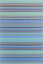 Mad Mats Geometric Outdoor Rug, Reversible Plastic Mat (5' X 8', Stripes - Grey/Aqua)