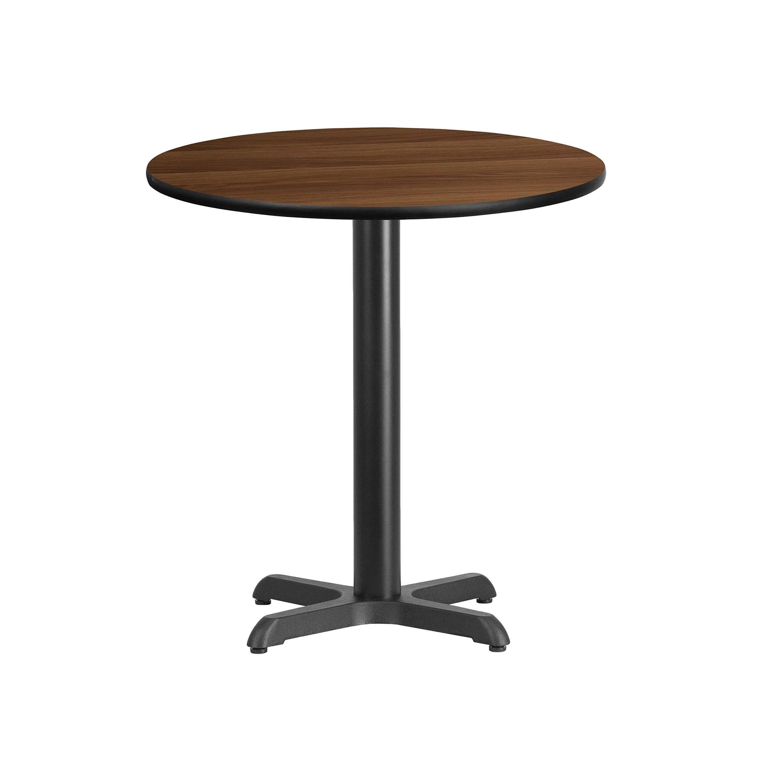 Flash Furniture 24'' Round Walnut Laminate Table Top With 22'' X 22'' Table Height Base