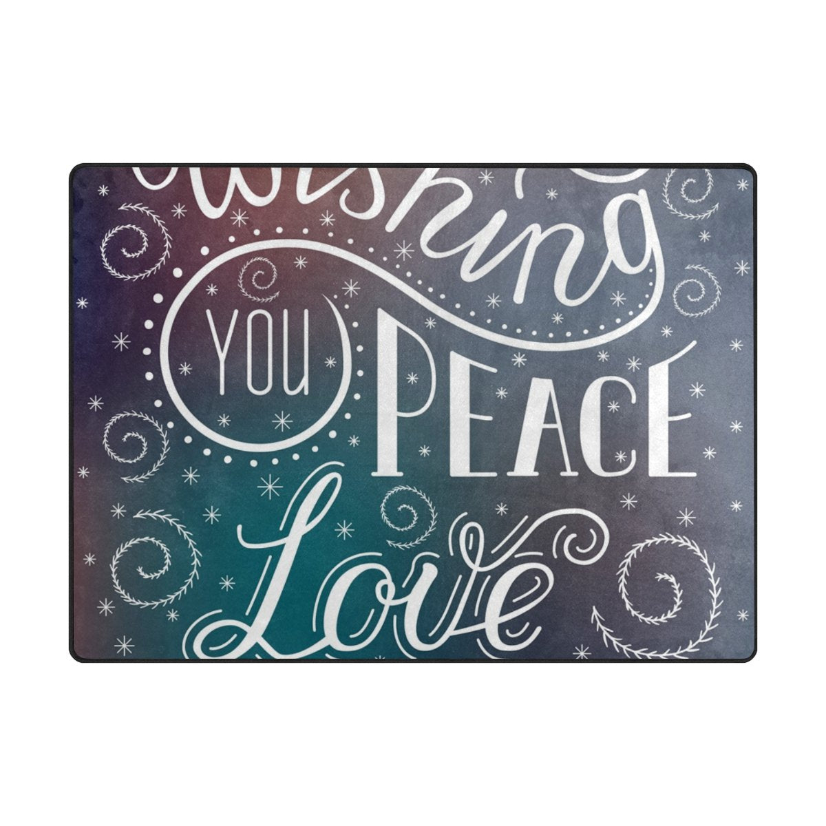My Little Nest Area Rug Wish You Peace Love Joy Lightweight Non-Slip Soft Mat 4'10 X 6'8, Memory Sponge Indoor Outdoor Decor Carpet For Living Dining Room Bedroom Office Kitchen