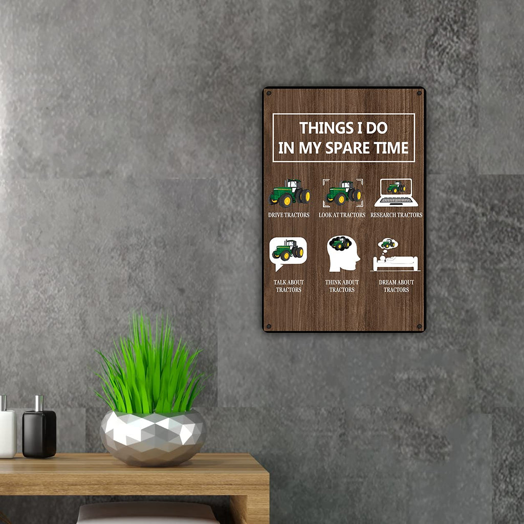 Qiongqi Things I Do In My Spare Time Tractors Metal Tin Sign Wall Decor Farm Tractor Driver Art Signs For Home Decor Gifts