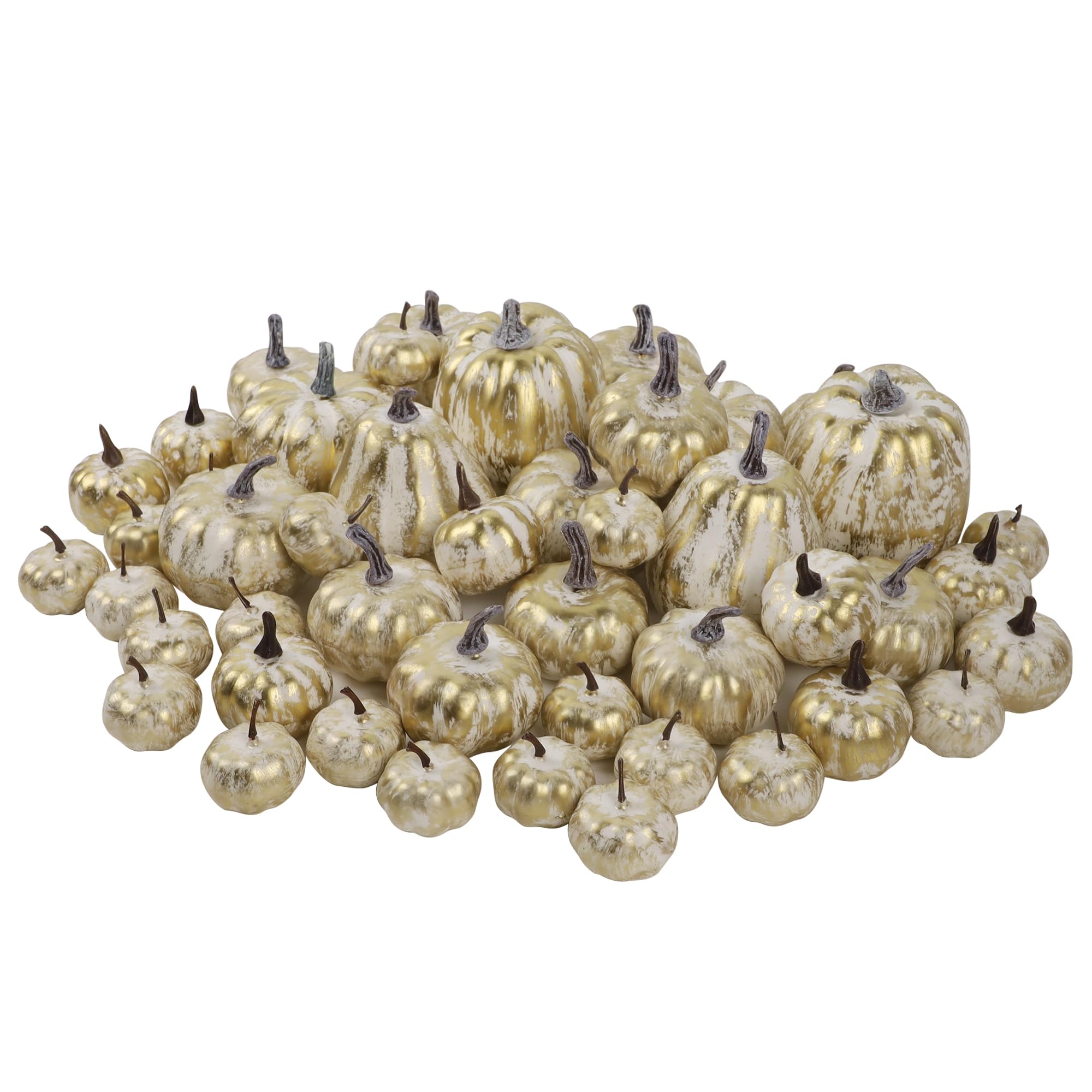 winemana 46 Pcs Assorted Size Artificial Pumpkins Fall Decorations, Gold Foam Pumpkin Autumn Decor, Decorative Faux Pumpkin for 