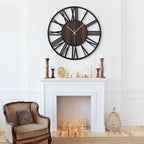 Leike Large Wall Clocks,Silent,Non Ticking,Battery Operated Big Retro Round Modern Wood Wall Clock For Living Room, Bedroom,Dinn