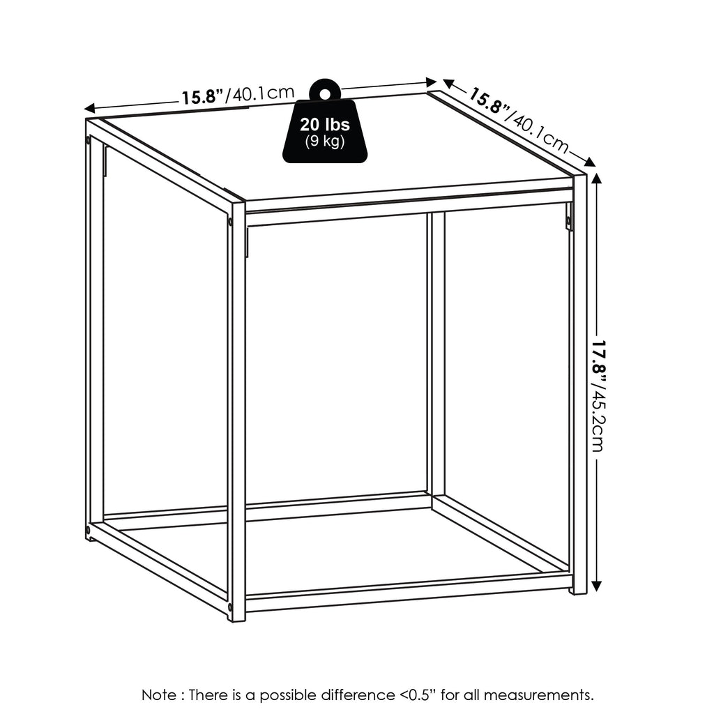 Furinno Camnus Modern Living End Table, Solid White/White