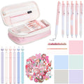 Seajan 69 Pcs Aesthetic School Supplies Set Include Big Capacity Pen Case Bag 6 Aesthetic Highlighters 6 Retractable Gel Ink Pen
