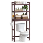 Songmics Over The Toilet Storage, 3-Tier Over Toilet Bathroom Organizer With Adjustable Shelf, Fit Most Toilets, Space-Saving, Brown Ubts01Br