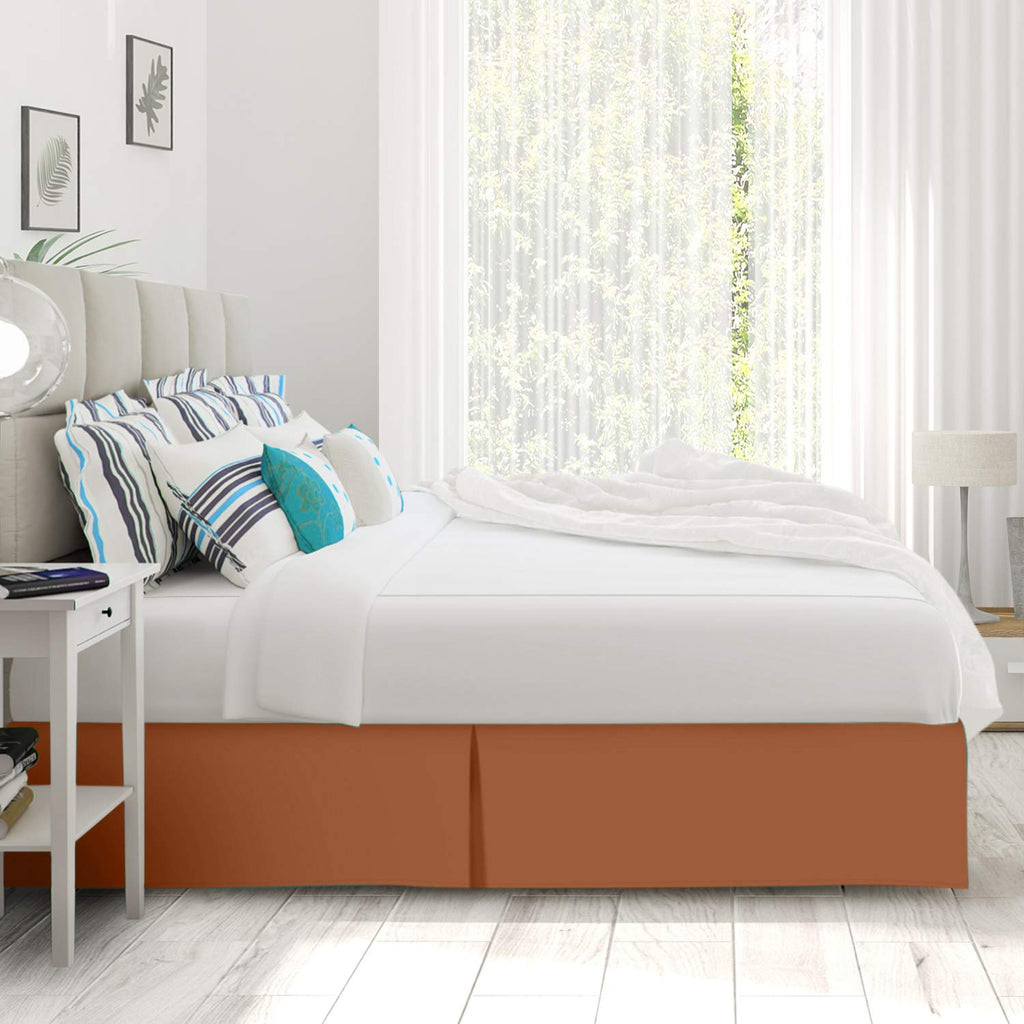 Nestl Rust Full Xl Bed Skirt - Full Xl Size Bed Skirt 14 Inch Drop - Brushed Microfiber Bed Skirts - Hotel Quality Pleated Bed Skirt - Shrinkage & Fade Resistant
