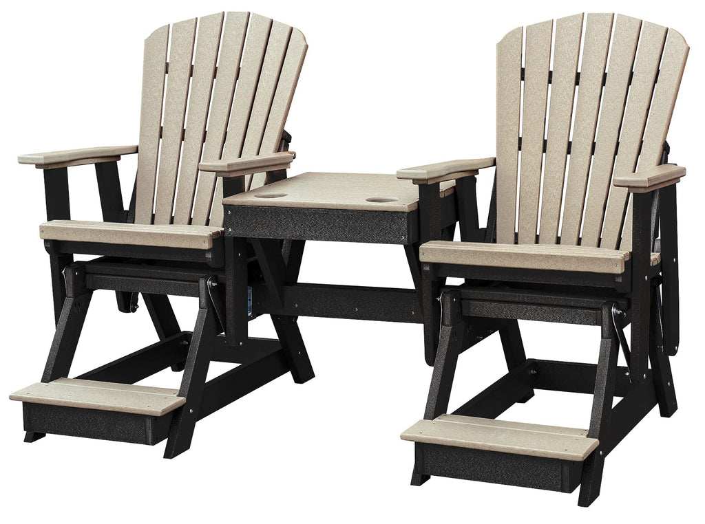 American Furniture Classics Balcony Height Table Double Glider, Weatherwood on Black