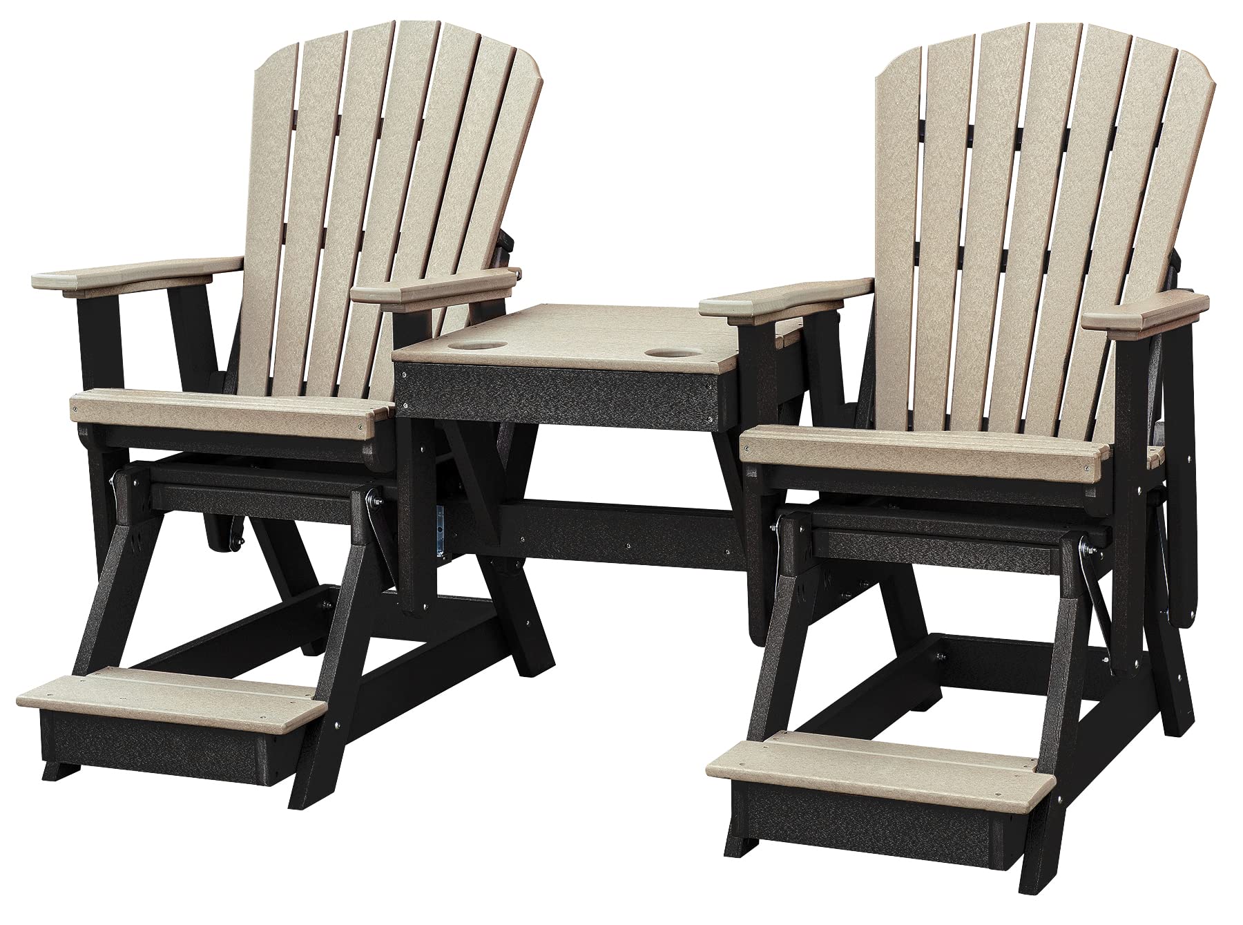 American Furniture Classics Balcony Height Table Double Glider, Weatherwood on Black