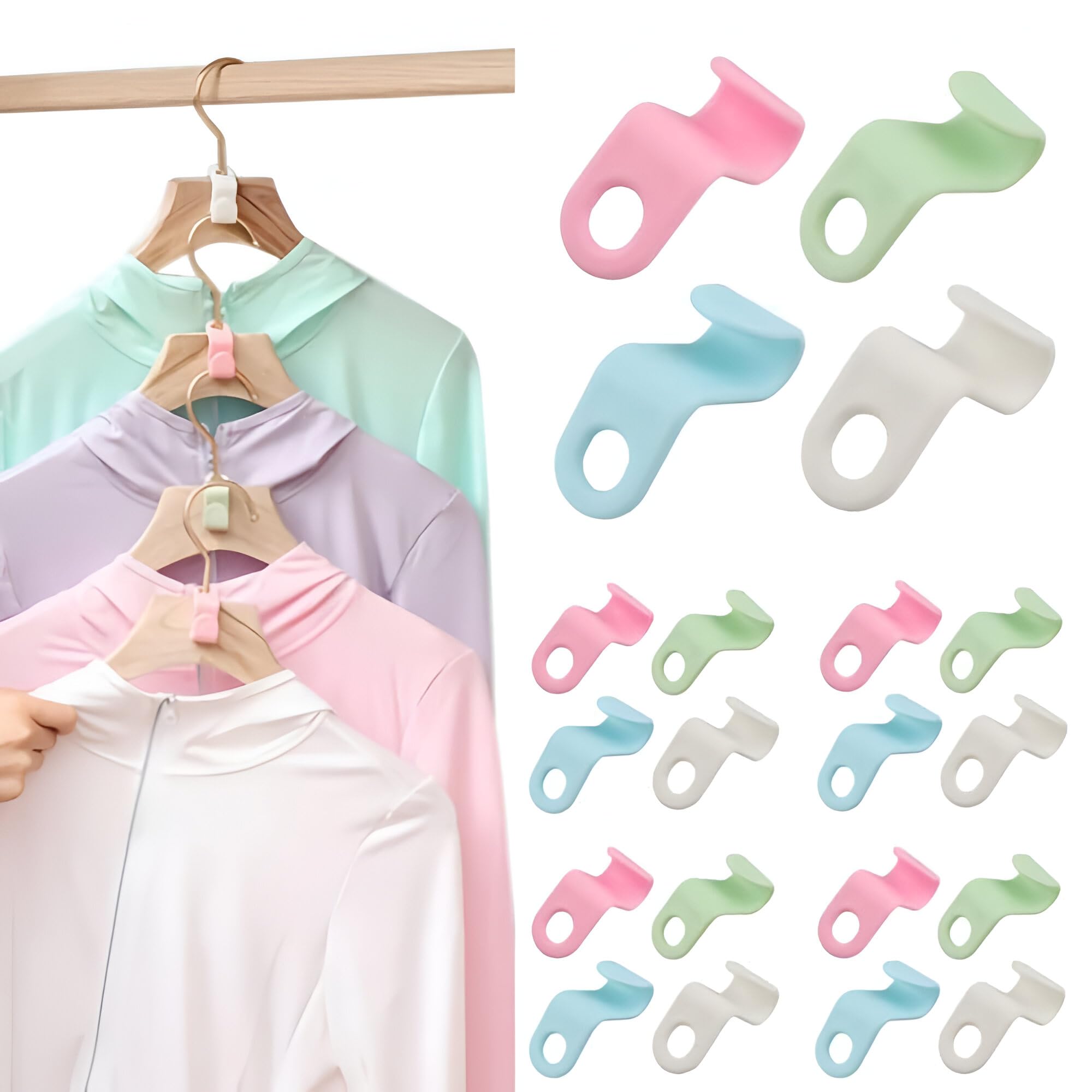 Doeasy Clothes Hanger Connector Hooks,Plastic Cascading Hanger Hook Extender Clips Connection Hook,Space Saving Wardrobe Clothin