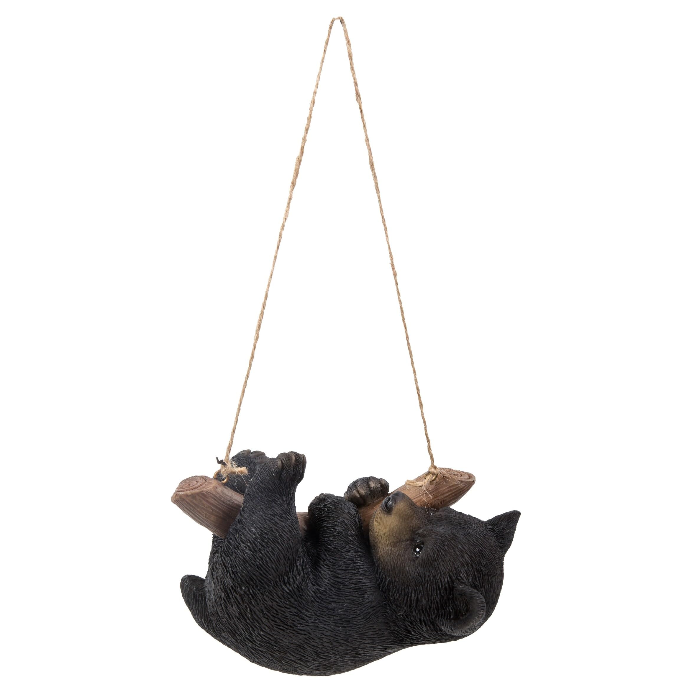 Hi-Line Gift Ltd, Hanging Black Bear Lying In Branch, 5.5-Inch Length, Indoor Outdoor Statue Figurine