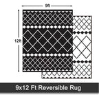 Rurality Outdoor Rugs 9X12 For Patios Clearance,Large Waterproof Rug For Deck,Backyard,Balcony,Plastic Straw Mats For Camping,Reversible,Geometric