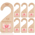 Matwsec 7PCS Wooden Baby Closet Dividers, Pink Bow Baby Clothes Organizer, DoubleSided Nursery Clothes Size Hanger Organizer fr