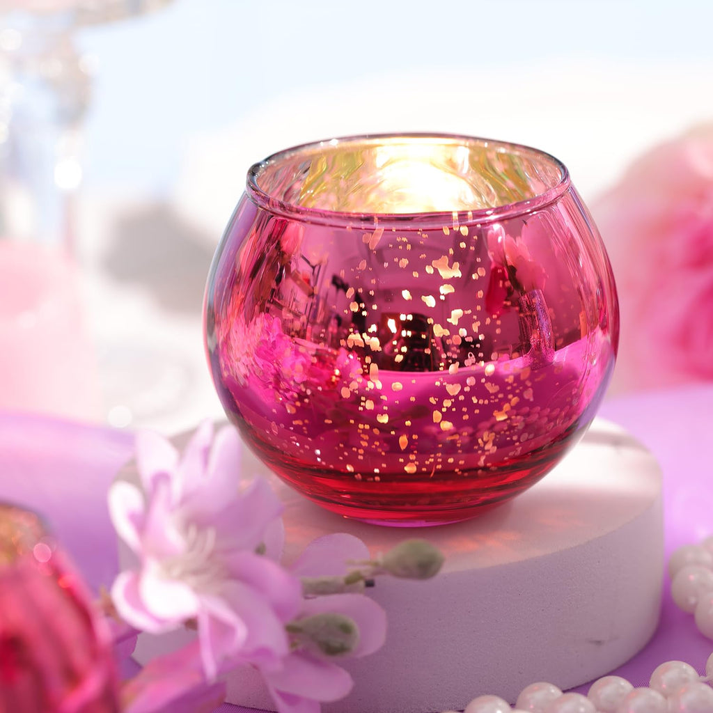Lamorgift 12 Pcs Hot Pink Candle Holders For Barbie Birthday Party Decorations- Summer Bridal Shower Decorations, Votive Candle