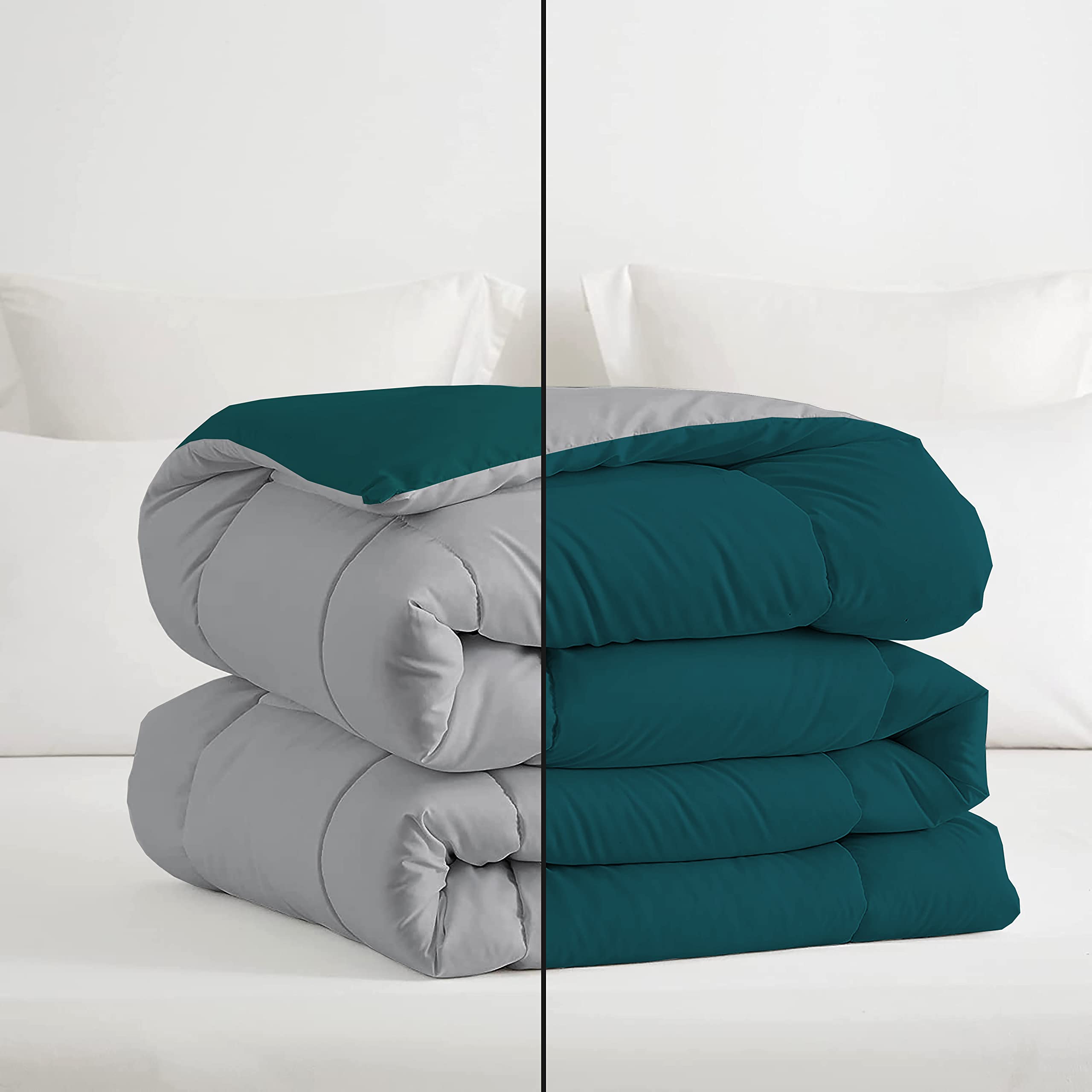 Blue Night Bedding 350 Gsm Microfiber Reversible Comforter Double Bed Blanket/Rajai/Quilt/Dohar (90 X 100) Restful Sleep Box S