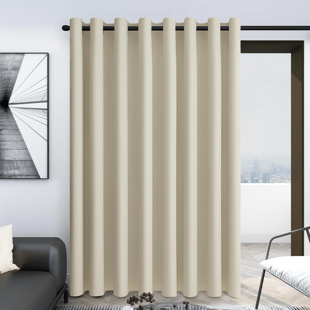 Deconovo Living Room Curtains 100 Inches Wide - Grommet Wide Width Window Drapes, Thermal Insulated Blackout Panel for Playroom 