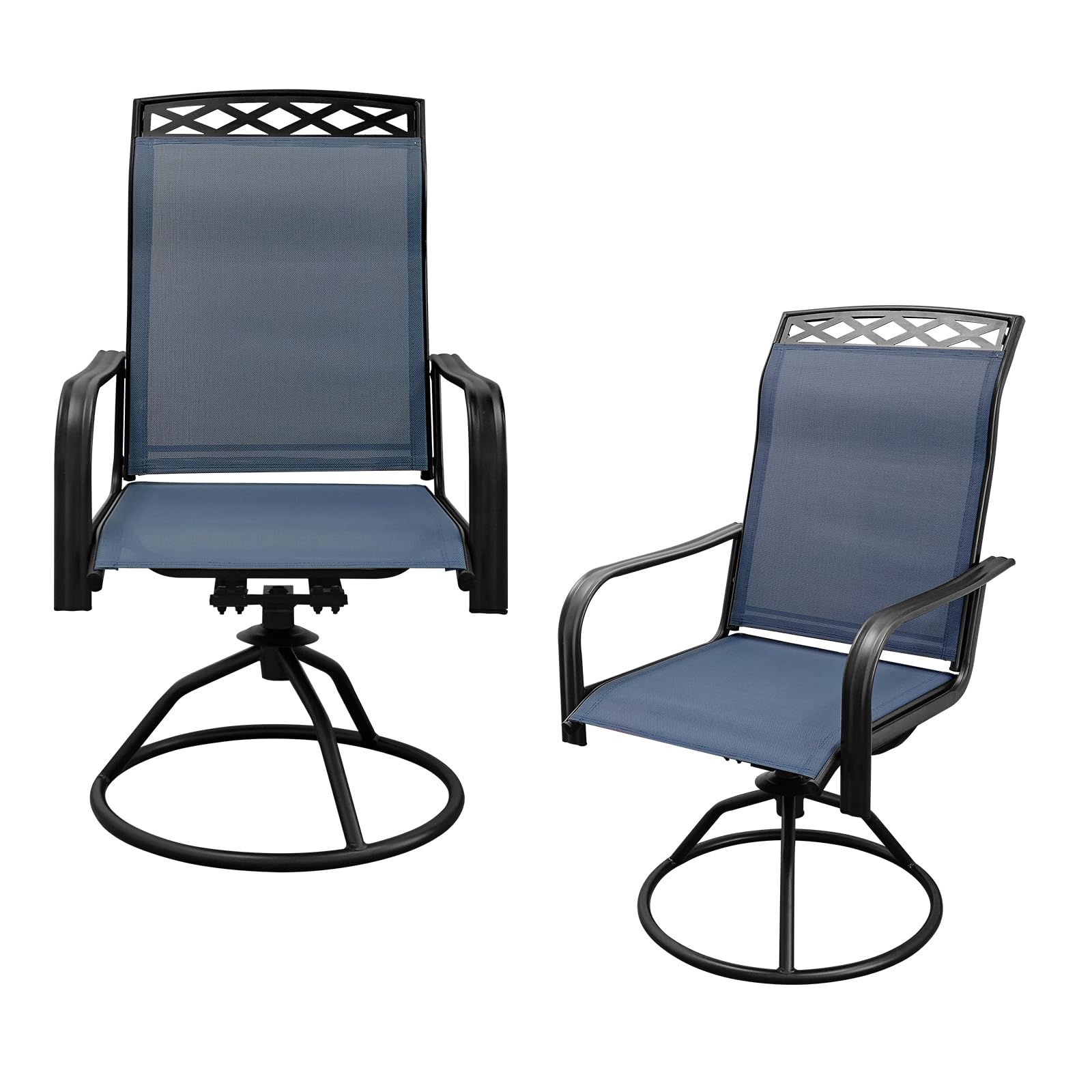 Shgj&Soft Patio Swivel Dining Chairs Set Of 2, All-Weather Outdoor Chairs Textilene Black Metal Frame, 360-Degree Swivel & Gentl